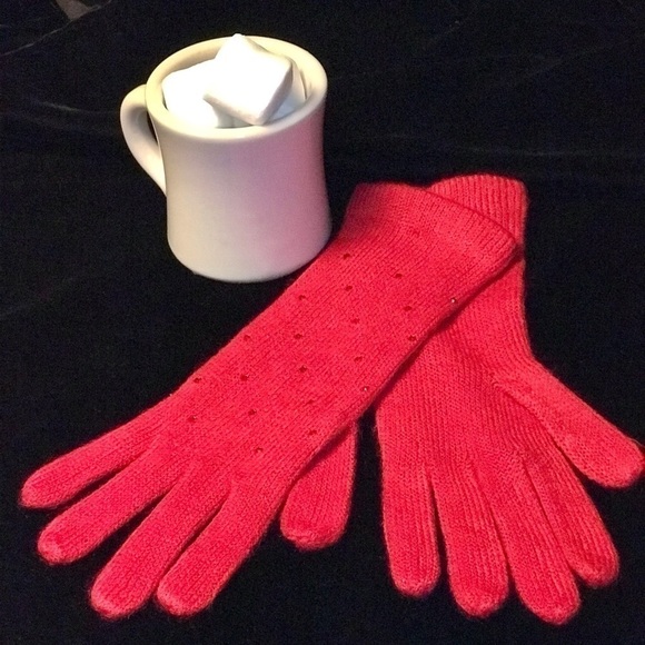 NWT Embellished RED Knit Gloves One size 1 Pair NEW WITH TAGS - Picture 12 of 15